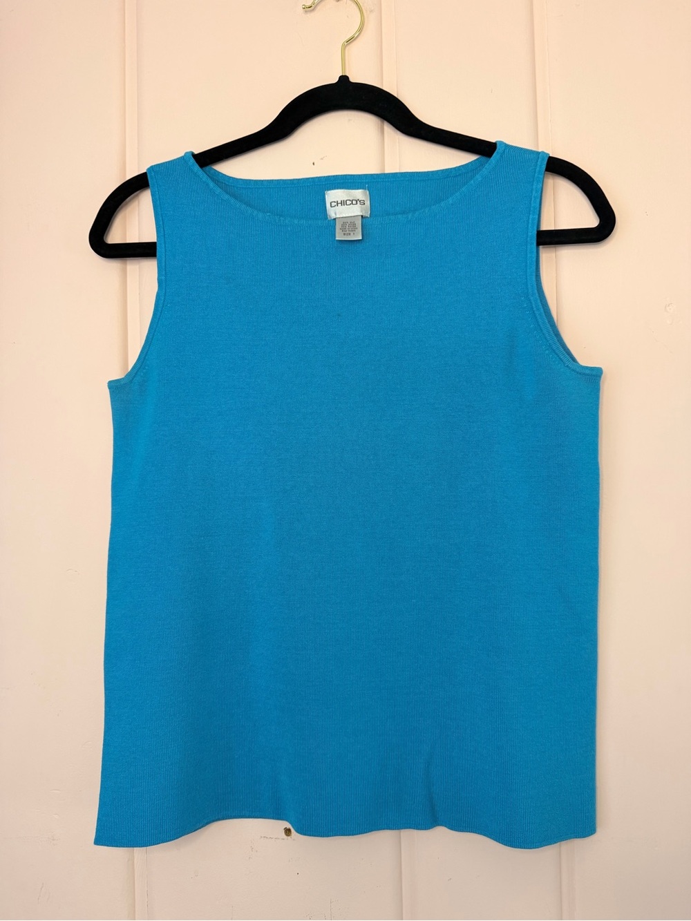 Chico's Silk Bright Turquoise Sleeveless Knit Top sz1